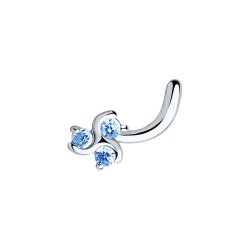 Piercing din argint  cu pietre Cubic Zirconia Albastru