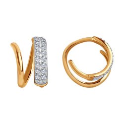 Cercei din aur roșu cu pietre Cubic Zirconia Incolor