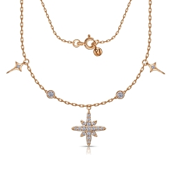 Colier din aur roșu cu pietre Cubic Zirconia Incolor