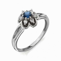 Inel din aur alb cu pietre Diamant, Safir