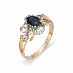 Inel din aur roșu cu pietre Diamant, Safir