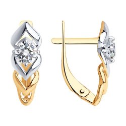 Серьги из красного золота с камнями Фианит