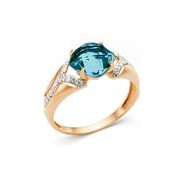 Inel din aur roșu cu pietre Cubic Zirconia Incolor, Topaz London