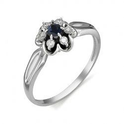 Inel din aur alb cu pietre Diamant, Safir