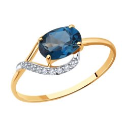 Inel din aur roșu cu pietre Cubic Zirconia Incolor, Topaz London