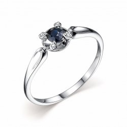 Inel din aur alb cu pietre Diamant, Safir