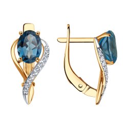 Cercei din aur roșu cu pietre Cubic Zirconia Incolor, Topaz London