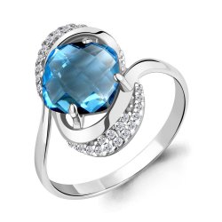 Inel din aur alb cu pietre Cubic Zirconia Incolor, Topaz Swiss