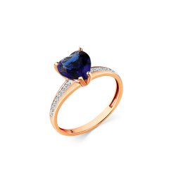 Inel din aur roșu cu pietre Cubic Zirconia Incolor, Safir Hidro
