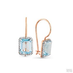 Серьги из красного золота с камнями Фианит, Топаз Swiss