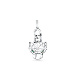 Pandantiv din aur alb cu pietre Cubic Zirconia Verde