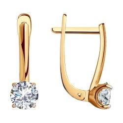 Cercei din aur roșu cu pietre Cubic Zirconia Incolor