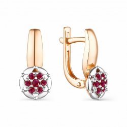 Серьги из красного золота с камнями Рубин