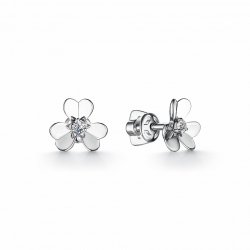 Cercei Pusete din aur alb cu pietre Diamant