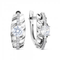 Cercei din aur alb cu pietre Cubic Zirconia Incolor