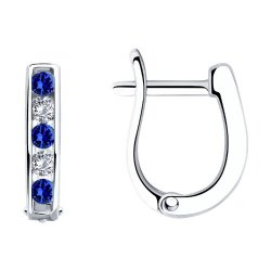 Cercei din argint  cu pietre Cubic Zirconia Incolor, Cubic Zirconia Albastru Safir