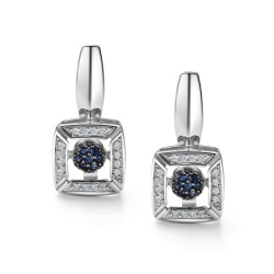 Cercei din aur alb cu pietre Diamant, Safir