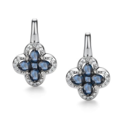 Cercei din aur alb cu pietre Diamant, Safir