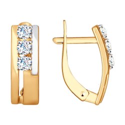 Cercei din aur roșu cu pietre Cubic Zirconia Incolor