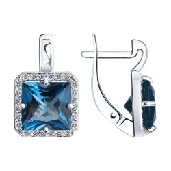 Cercei din aur alb cu pietre Cubic Zirconia Incolor, Topaz London