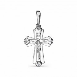 Cruce din aur alb cu pietre Diamant