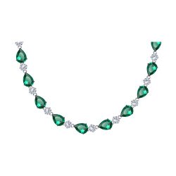 Colier din argint  cu pietre Cubic Zirconia Incolor, Cubic Zirconia Verde