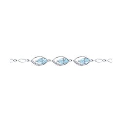 Brățară din argint  cu pietre Cubic Zirconia Incolor, Topaz albastru