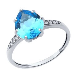 Inel din argint  cu pietre Cubic Zirconia Incolor, Topaz Swiss