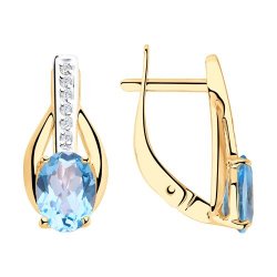 Cercei din aur roșu cu pietre Cubic Zirconia Incolor, Topaz Swiss