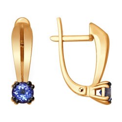 Серьги из красного золота с камнями Танзанит