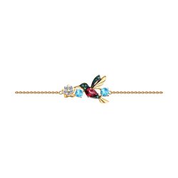 Brățară din aur roșu cu pietre Cubic Zirconia Incolor, Cubic Zirconia Verde și Topaz Swiss