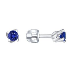 Cercei Pusete din argint  cu pietre Cubic Zirconia Albastru Safir