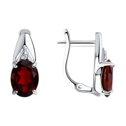 Cercei din argint  cu pietre Cubic Zirconia Incolor, Granat