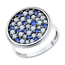 Inel din argint  cu pietre Cubic Zirconia Incolor, Cubic Zirconia Albastru și Cubic Zirconia Albastru Safir