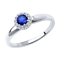 Inel din aur alb cu pietre Diamant, Safir