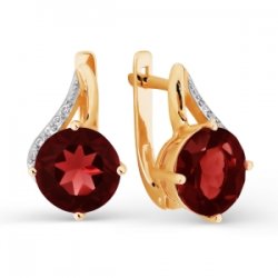 Cercei din aur roșu cu pietre Cubic Zirconia Incolor, Granat