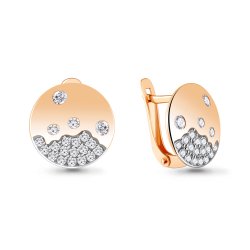 Cercei din aur roșu cu pietre Cubic Zirconia Incolor