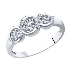 Inel din argint  cu pietre Cubic Zirconia Incolor