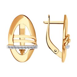 Серьги из красного золота с камнями Фианит