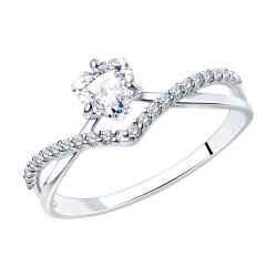 Inel din argint  cu pietre Cubic Zirconia Incolor