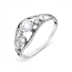 Inel din aur alb cu pietre Cubic Zirconia Incolor