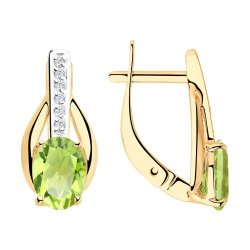 Cercei din aur roșu cu pietre Cubic Zirconia Incolor, Crisolit