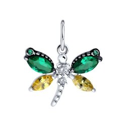 Pandantiv din argint  cu pietre Cubic Zirconia Incolor, Cubic Zirconia Verde și Cubic Zirconia Galben