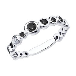 Inel din argint  cu pietre Cubic Zirconia Incolor, Cubic Zirconia Negru