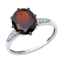 Inel din argint  cu pietre Cubic Zirconia Incolor, Granat