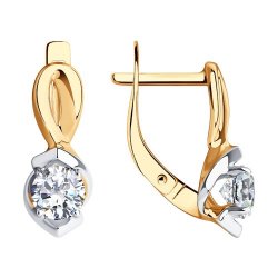 Серьги из красного золота с камнями Swarovski