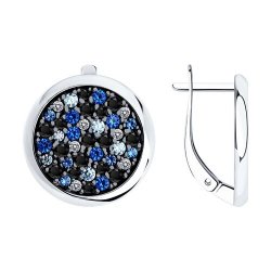 Cercei din argint  cu pietre Cubic Zirconia Incolor, Cubic Zirconia Albastru și Cubic Zirconia Albastru Safir