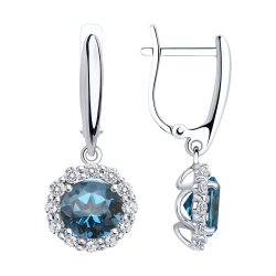 Cercei Suspendați din aur alb cu pietre Cubic Zirconia Incolor, Topaz London