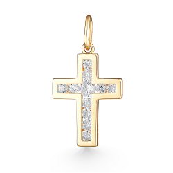 Cruce din aur roșu cu pietre Cubic Zirconia Incolor