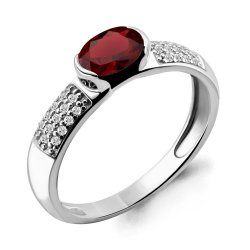 Inel din argint  cu pietre Cubic Zirconia Incolor, Granat